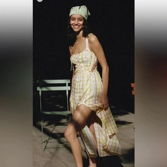 For Love and Lemons Rue Plaid Slit Midi Dress - Medium NWT - Picture 3 of 9